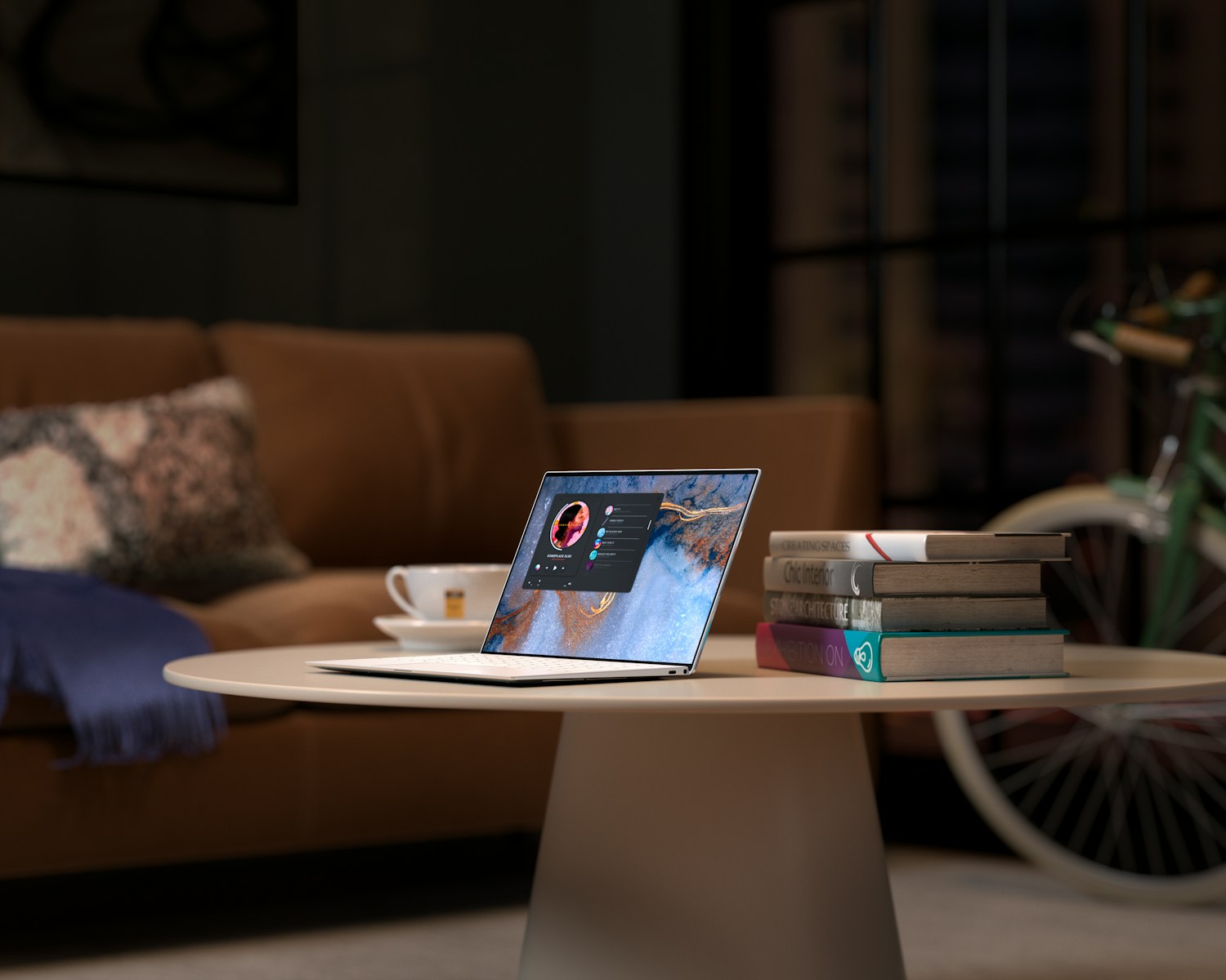 laptop on brown wooden table